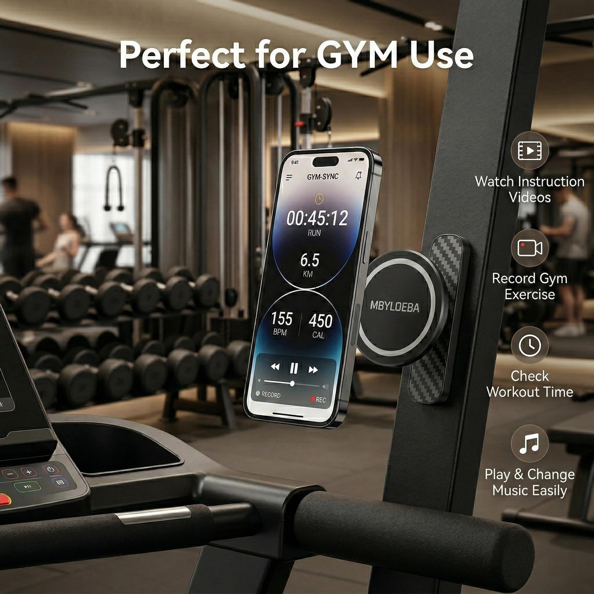 MBYLOEBA 360-degree rotation head enables portrait or landscape filming.