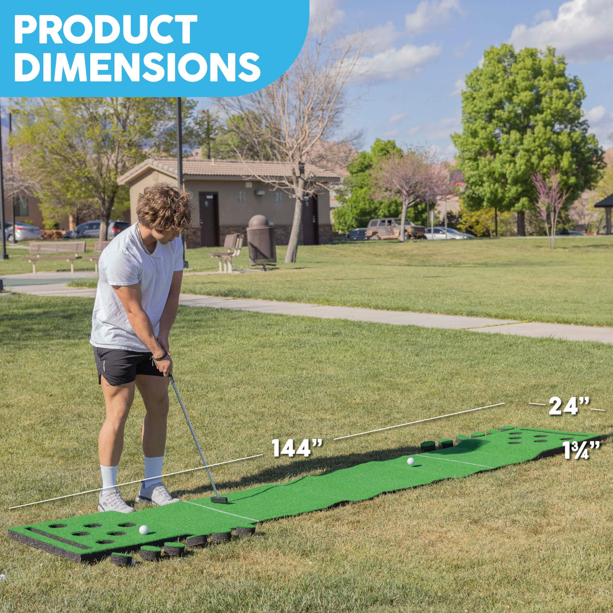 MD Sports Golf Putting Game 12-cup covers helps track score during play.