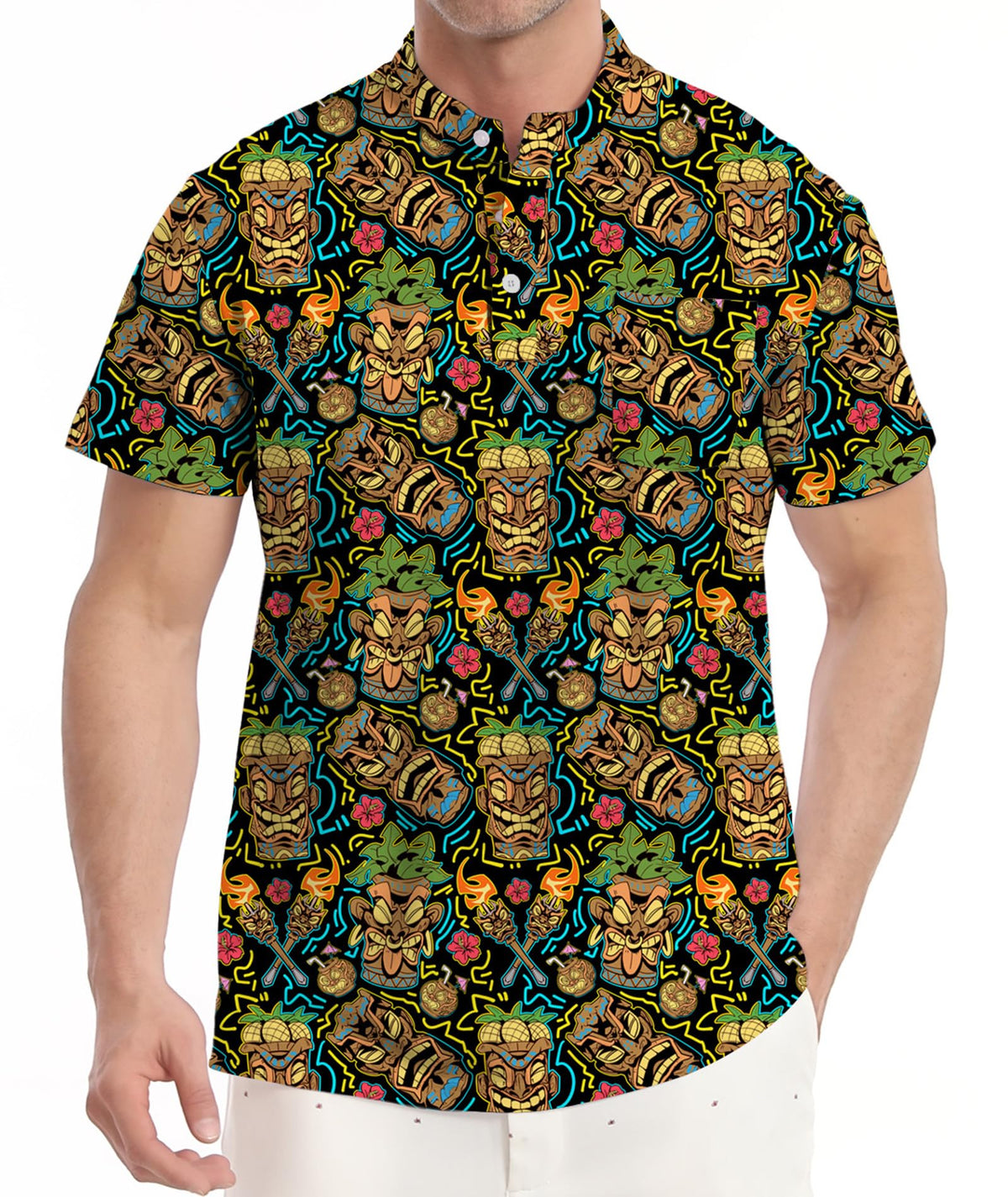 MDLBNSI flamingo print polo, vibrant for sunny resort wear.