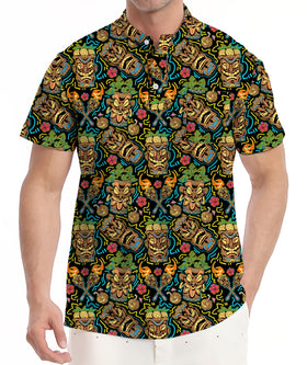 MDLBNSI flamingo print polo, vibrant for sunny resort wear.