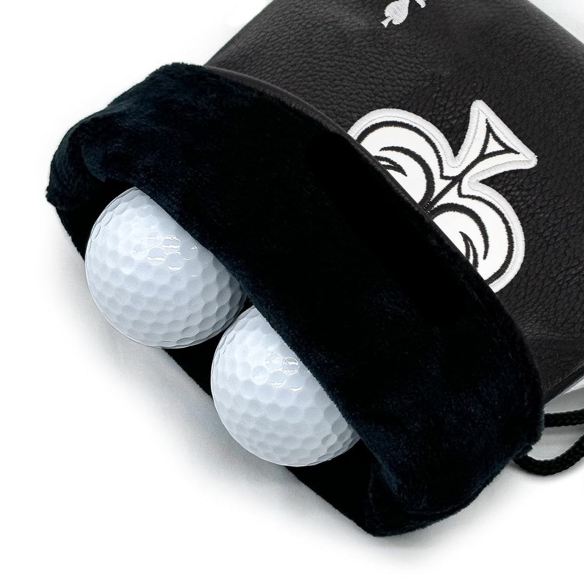 MEAHILESC premium faux leather golf pouch attached to a bag for easy access