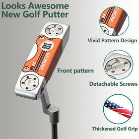 MEAHILESC Silver Number 18 putter showing its notched groove design for precision