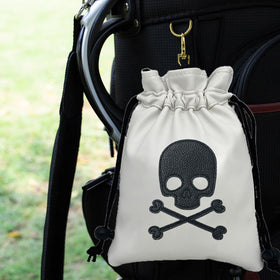 MEAHILESC Skull Golf Valuables Pouch with drawstring toggle securing essentials