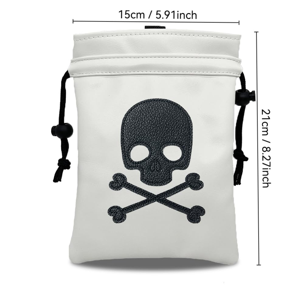 MEAHILESC Skull Pouch in white ball bag style for golf essentials