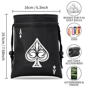 MEAHILESC white PU leather golf pouch on a bag for stylish storage