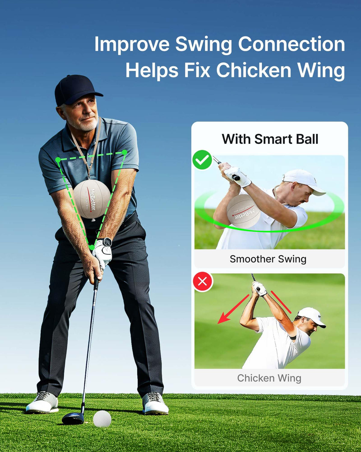 MeBetter ball between forearms helps improve arm-body coordination during drills