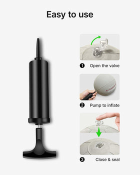 MeBetter compact pump with metal shaft speeds inflation for quick setup