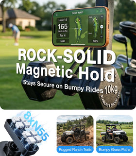 MeBetter golf cart mount with magnetic clip keeps your phone secure during play.