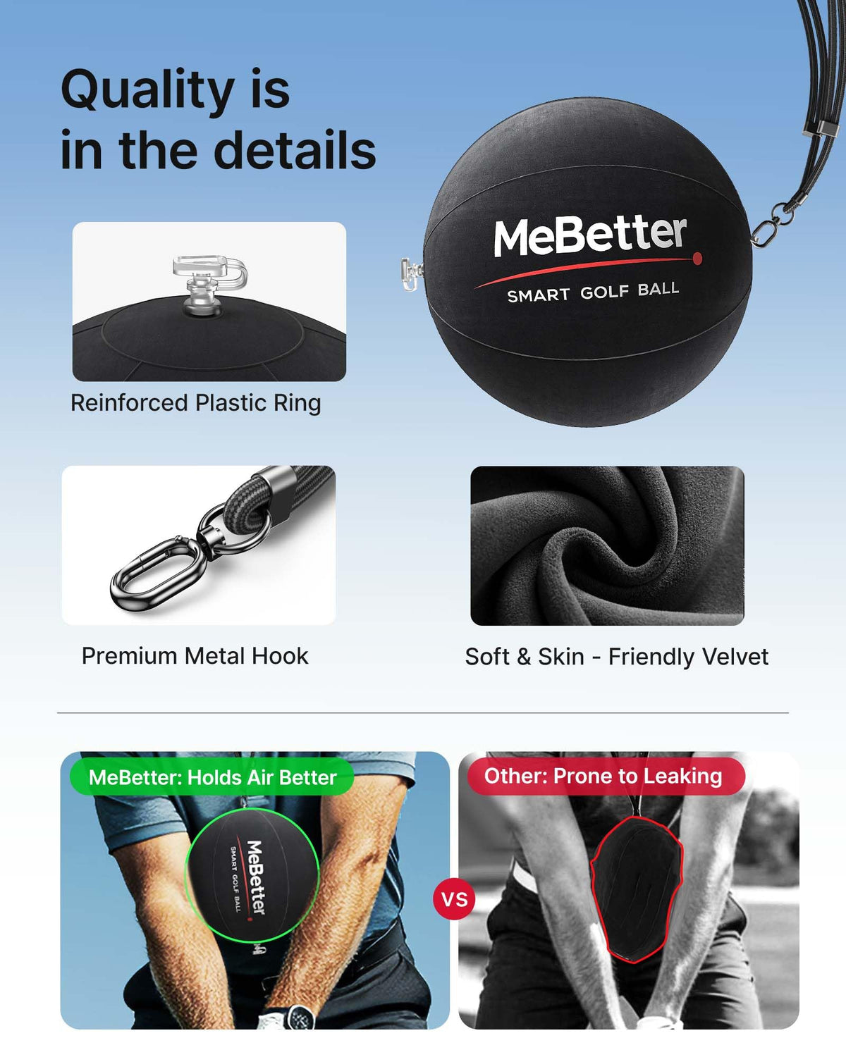 MeBetter Golf Smart Ball compact storage demonstrates portability