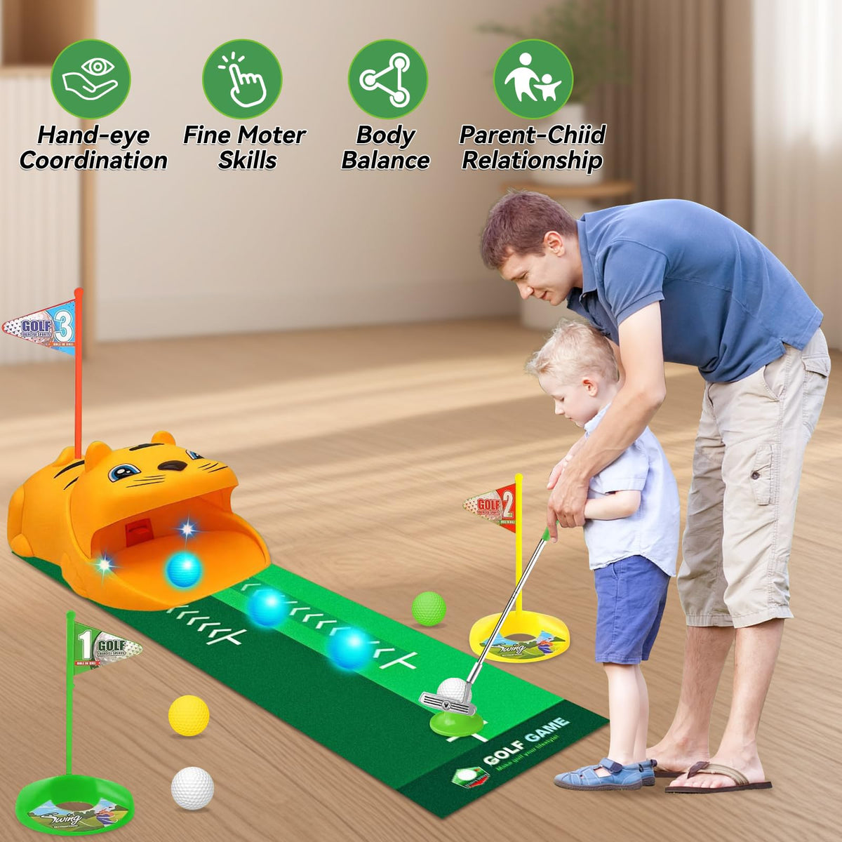 Mebuceiop putting mat supports skill building with a smooth, responsive surface.