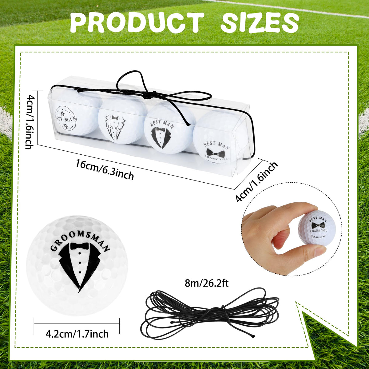 Medanera personalized golf balls with tuxedo patterns for best man gifts