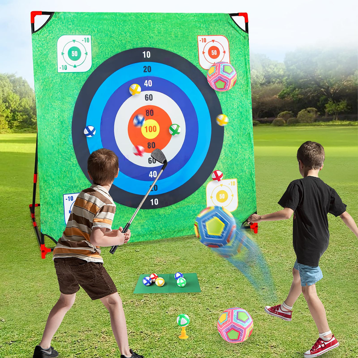 Meideh battle golf target mat in action for family competition