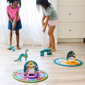 Melissa & Doug wooden golf clubs support confident grips for beginners.