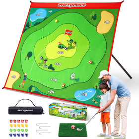 MerryMove golf chipping game set with adjustable angle mat for realistic short-shot practice at home