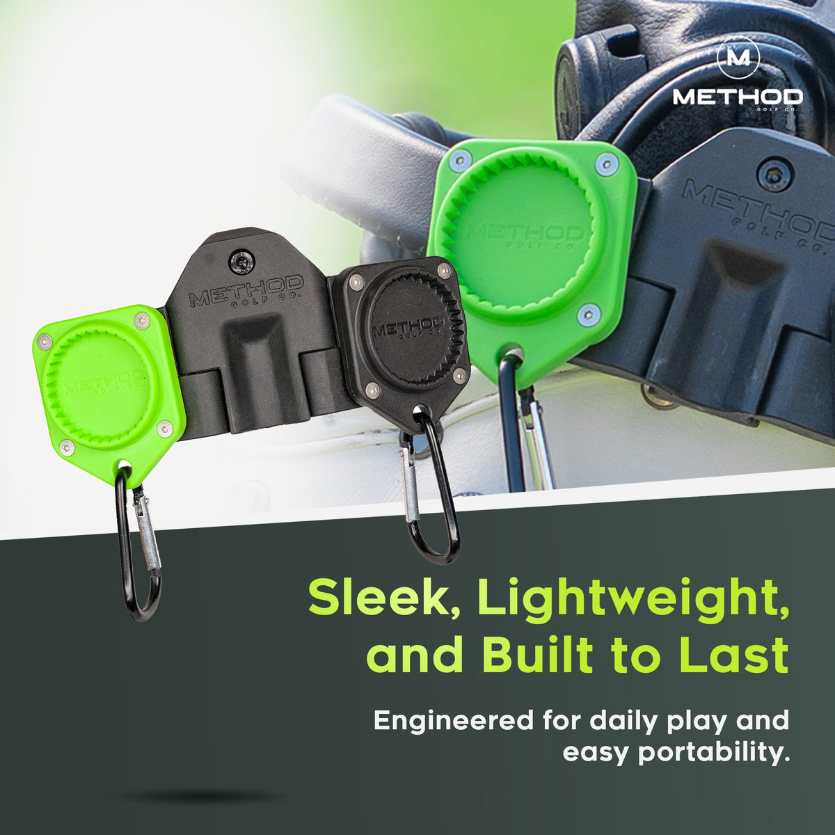 Method Golf BagStack brass inserts provide reliable threaded connections
