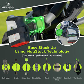 Method Golf BagStack durable glass filled nylon withstands weather and wear
