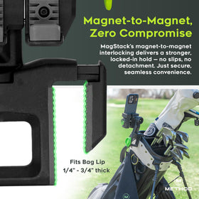 Method Golf CarryStack uses N52 magnets for a strong device hold.