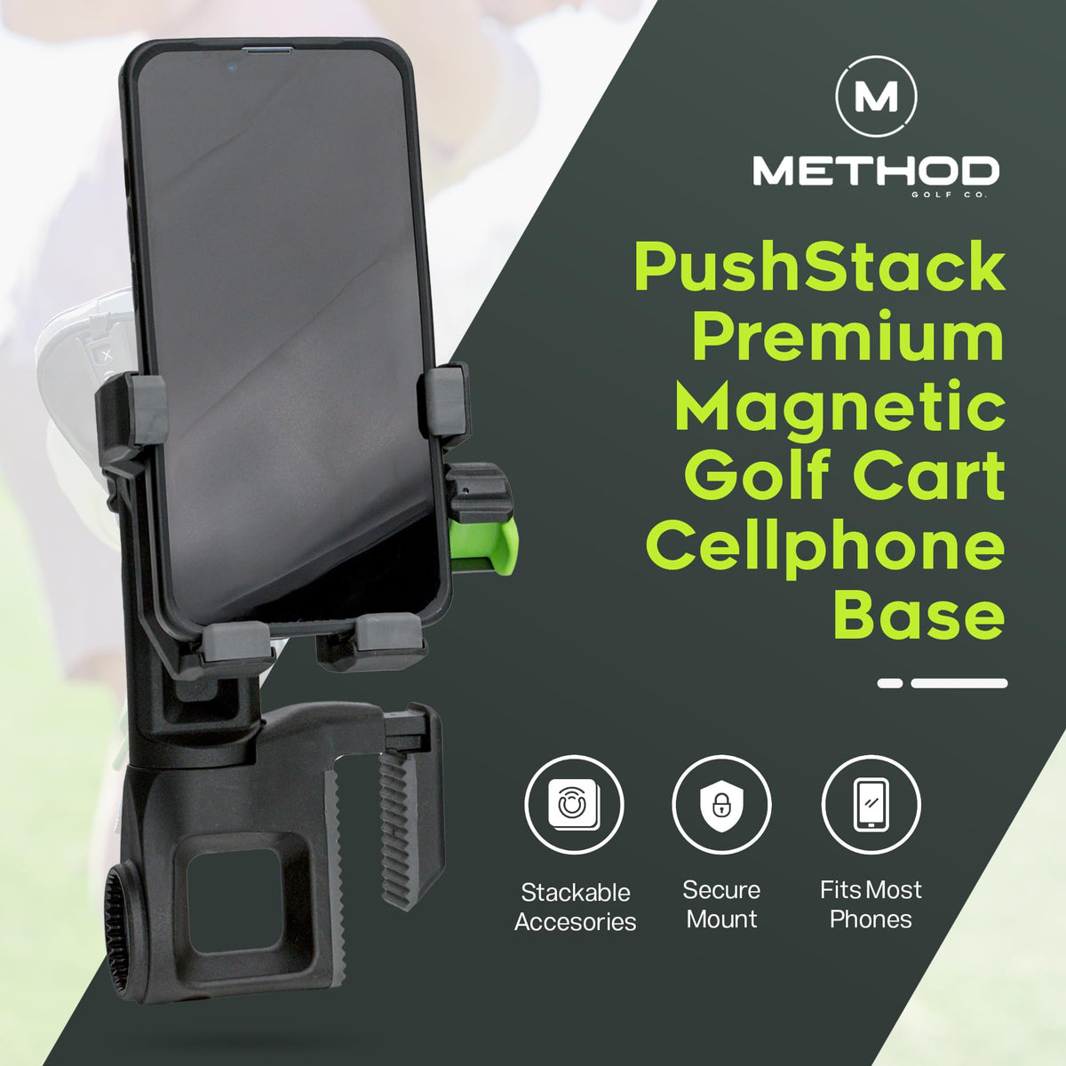 Premium club brush attached to CarryStack Pro Pack MagStack base