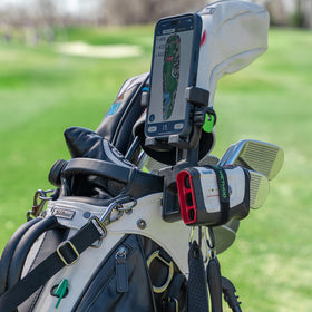 On-bag mount in use, keeping essentials within reach