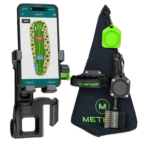 Method Golf CarryStack Pro Pack phone mount securely grips your phone on the bag