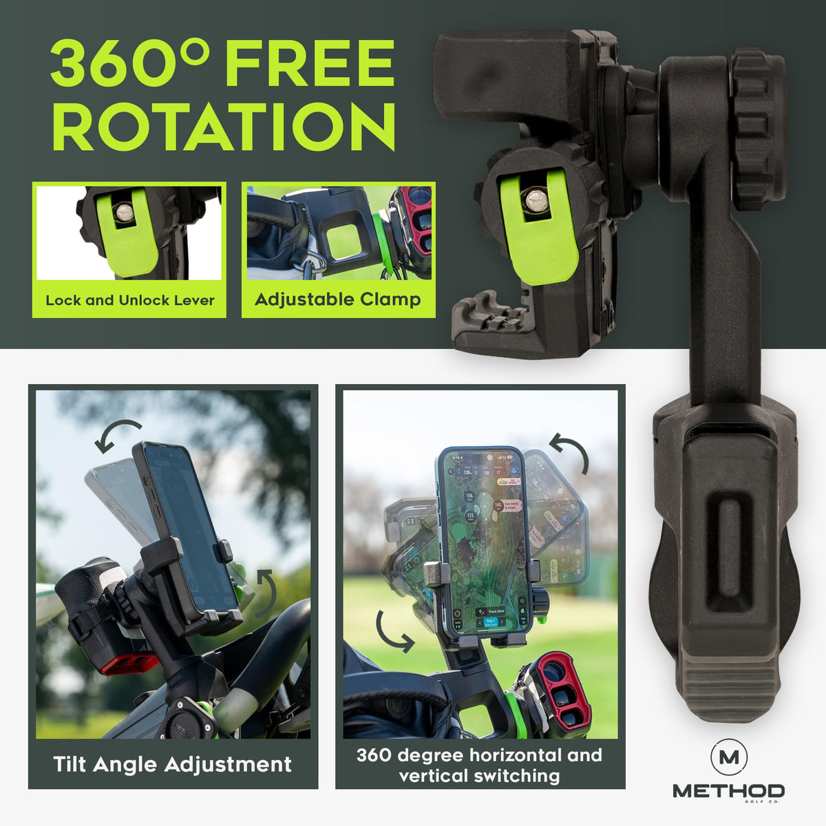 Method Golf CarryStack turns stand bags into a tripod‑style filming hub.