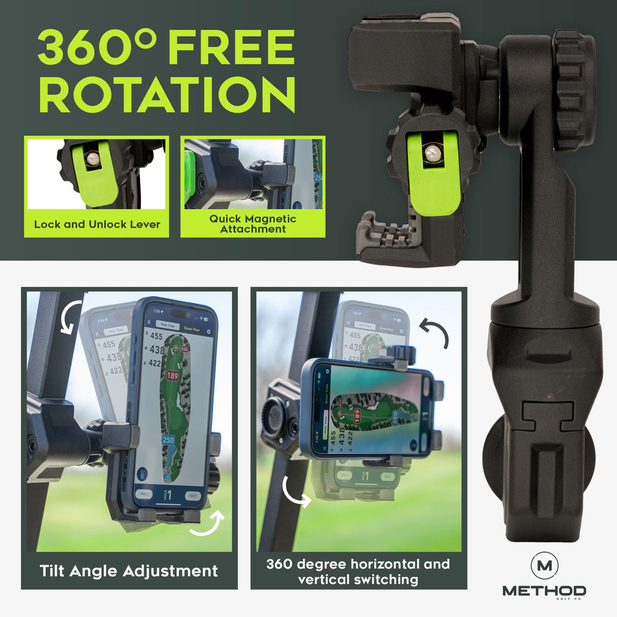 Method Golf RiderStack Pro Pack MagStack tile enhances modular accessory attachment.