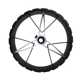 MGI Ai Navigator GPS front wheel assembly for smooth off-road performance.