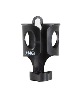 Bottle slot fits standard bottles for quick access during rounds.