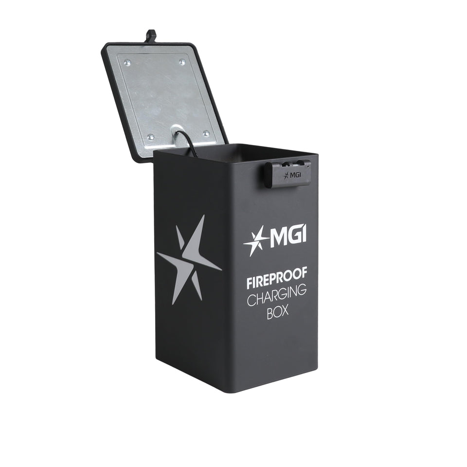 MGI Fireproof Box for Zip & Ai charging ensures safe storage and protection