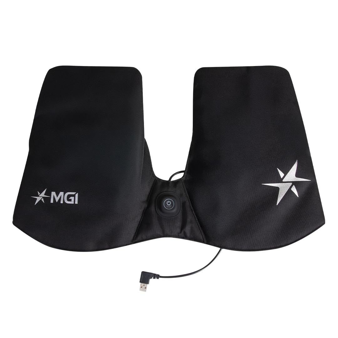 MGI heated hand warmer attached to Zip AI series for warm hands on the course.