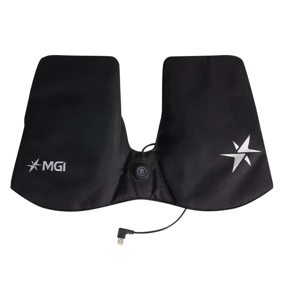 MGI heated hand warmer attached to Zip AI series for warm hands on the course.