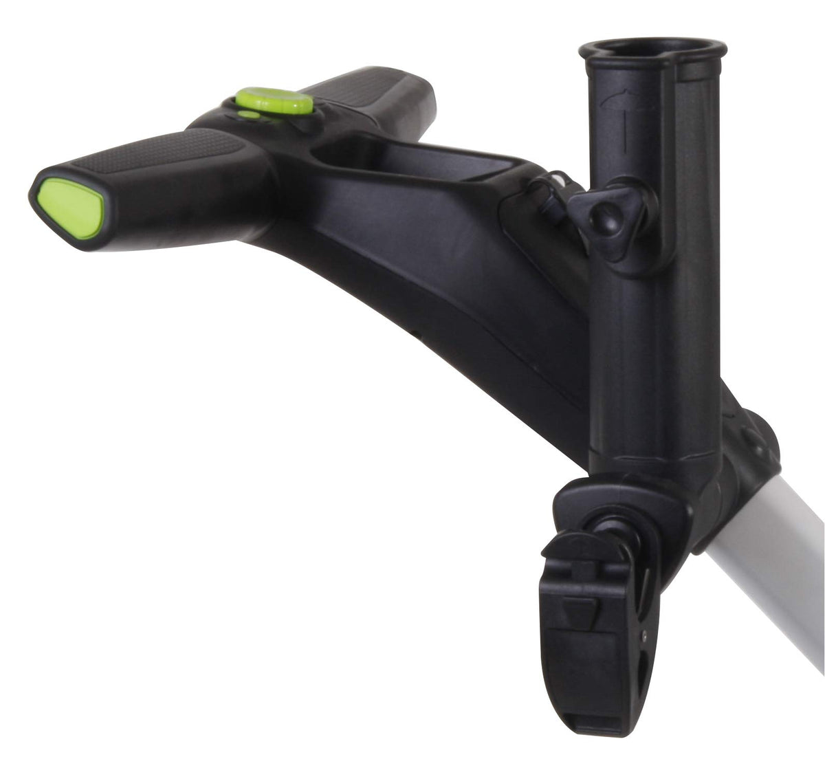 MGI multi-purpose clip mounted on caddie side securely holds gloves.