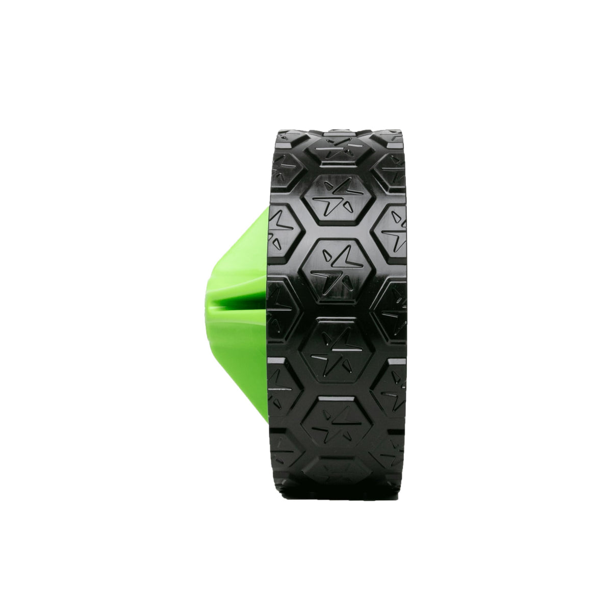 MGI Zip X5 rear wheel mounted on bike with black-green design for quick upgrades