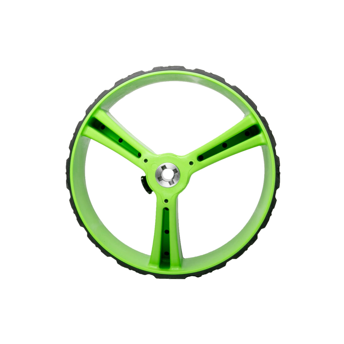 MGI Zip X5 rear wheel side view highlighting axle alignment for smooth installation