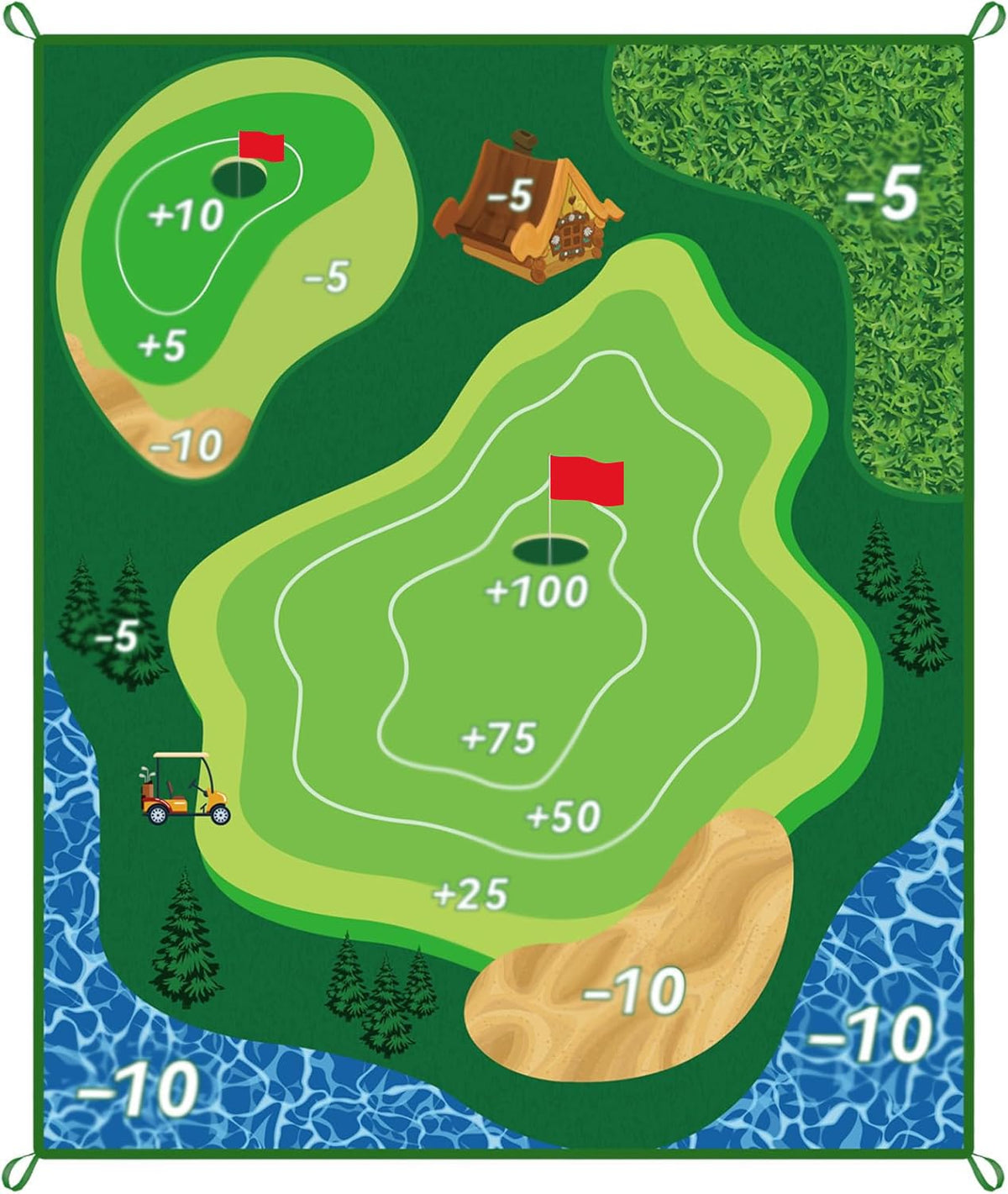 MGVK sticky golf chipping game back view highlights double-sided scoring for varied play.