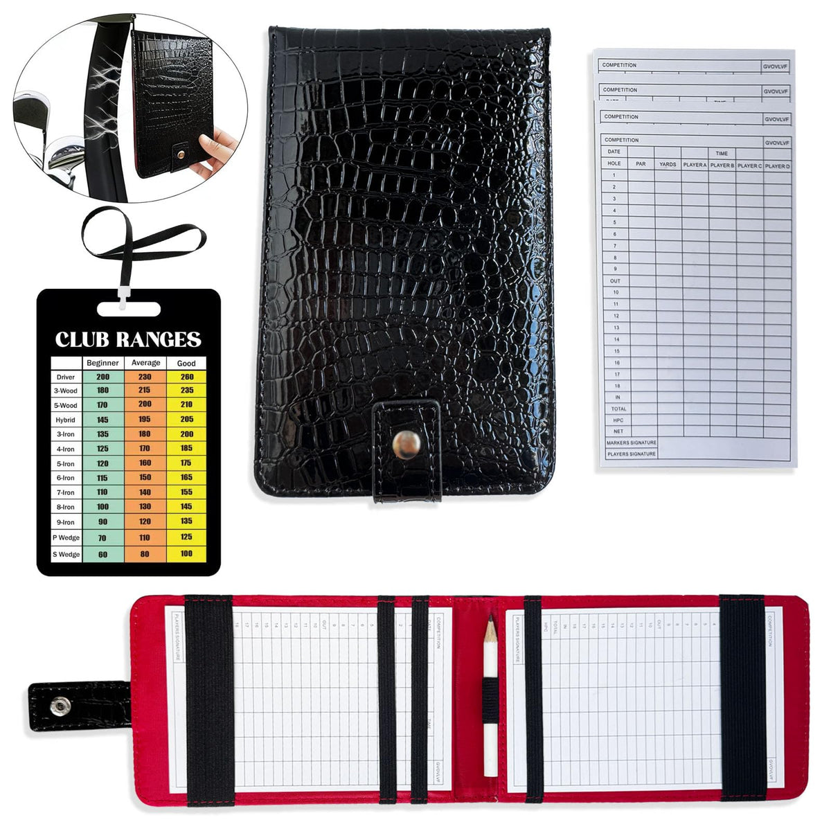 Miaimther leather scorecard cover with back-pocket storage for secure on-course access.