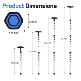 Micnaron adjustable height pole demonstrates customizable fit for golf bags.
