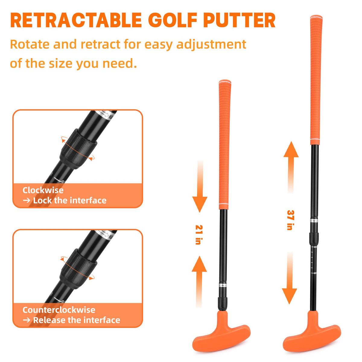 Micnaron two-way putter for left and right-handed players enables versatile practice.