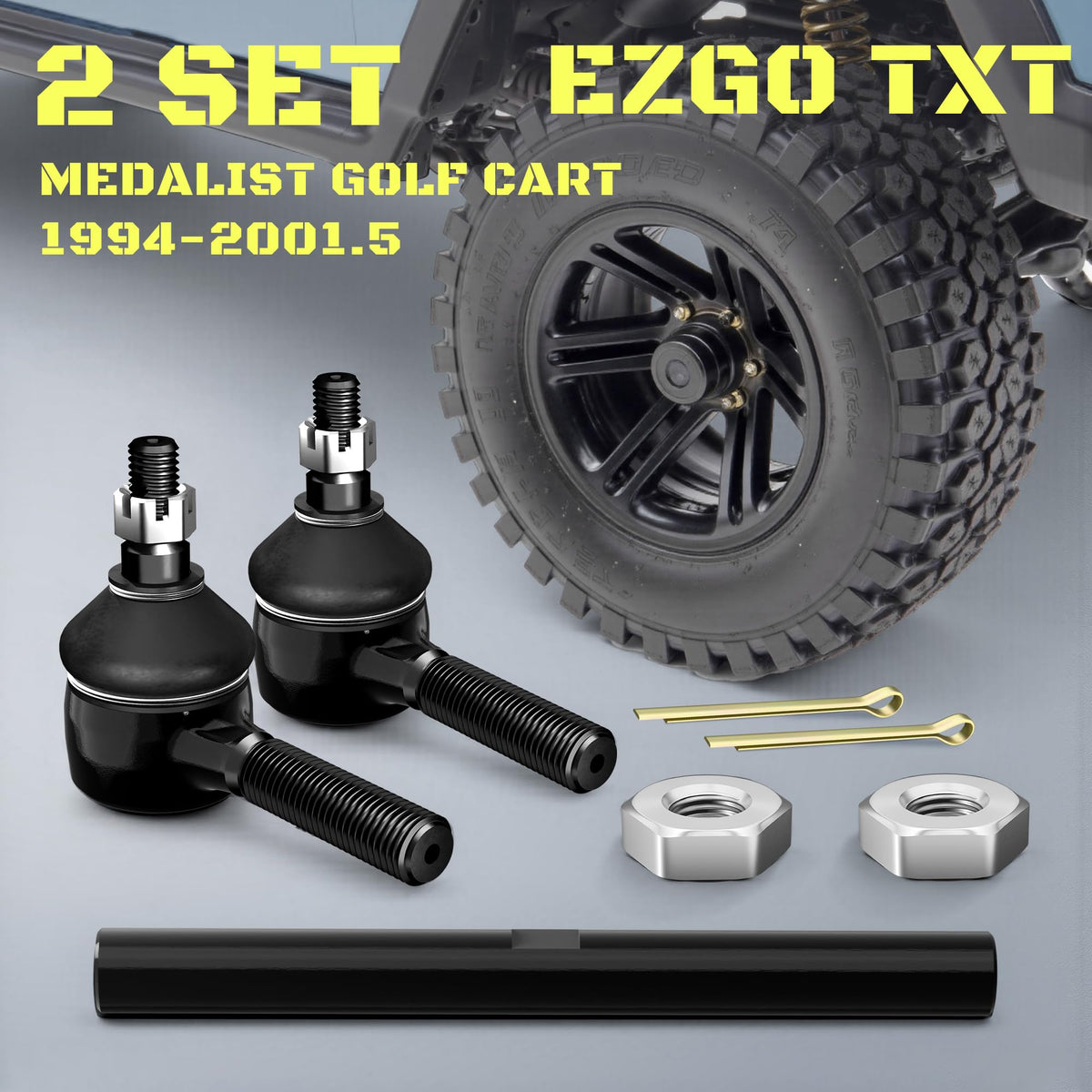 MIDOU AUTO golf cart tie rod end metal close-up emphasizes solid alloy body.
