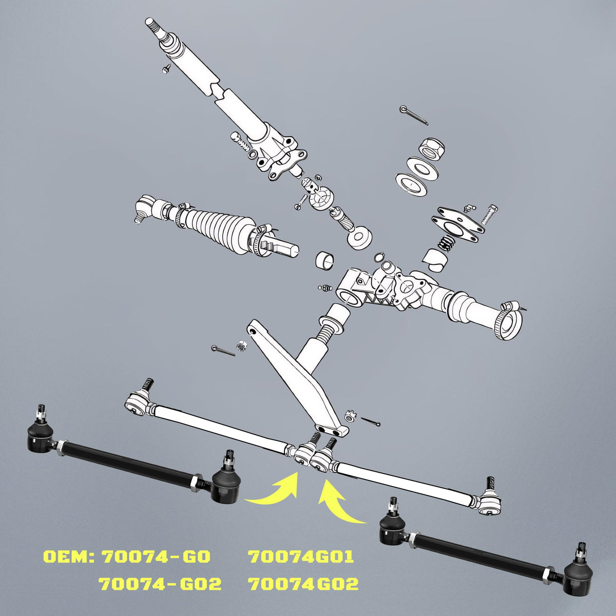 MIDOU AUTO golf cart tie rod end packaged presentation suggests ready-to-install replacement.
