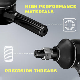 MIDOU AUTO golf cart tie rod end side view highlights precise threading for secure attachment.