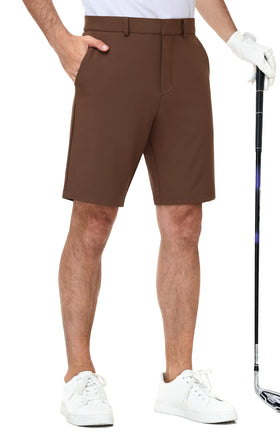 MIER brown golf shorts front pocket for secure essentials during your swing