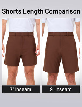MIER Brown Golf Shorts nine-inch length for versatile silhouette