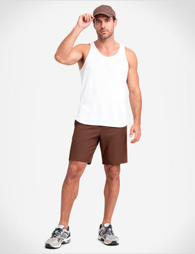 MIER brown golf shorts stretch waistband for comfortable, belt-free movement