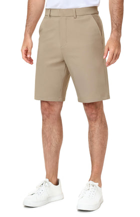 MIER Khaki golf shorts with 7-inch stretch for unrestricted swing and daily comfort.