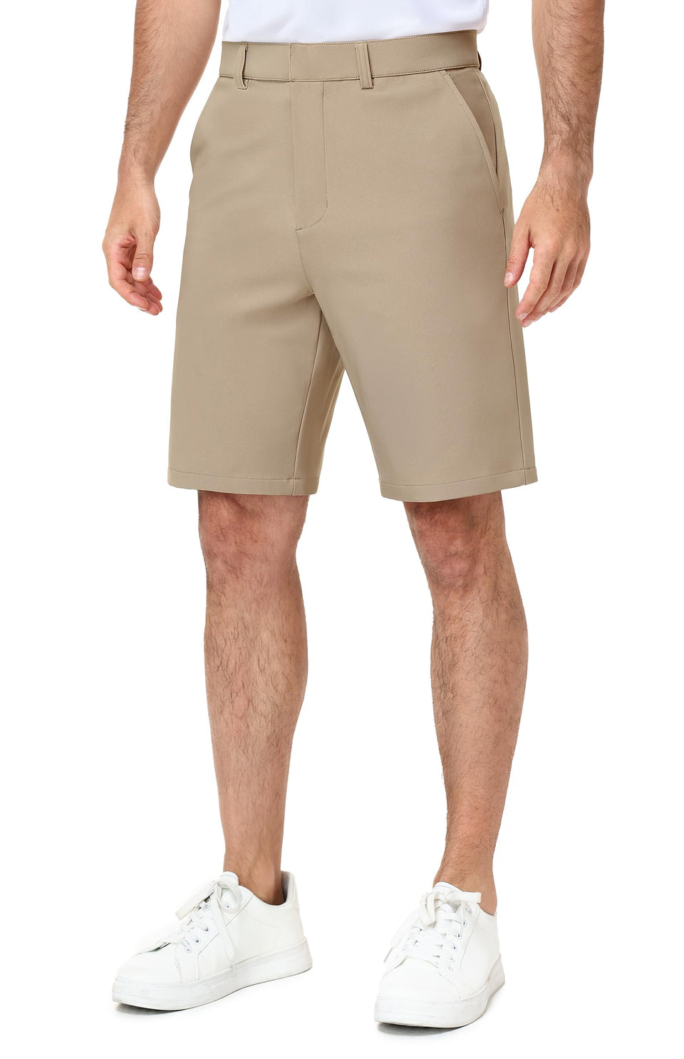 MIER Khaki golf shorts with 7-inch stretch for unrestricted swing and daily comfort.