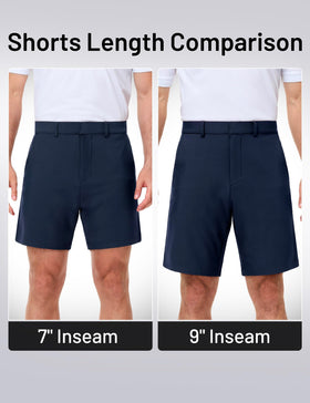 MIER navy golf shorts feature a zip-fly waistband for a clean look.
