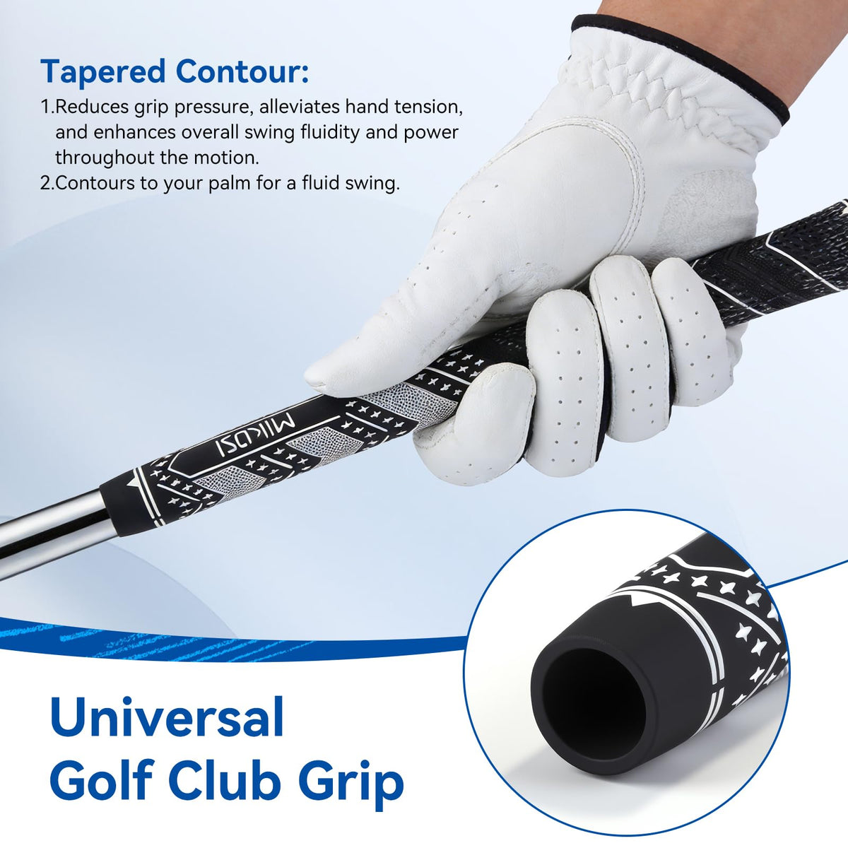 MIKOSI golf grips brushed cotton thread adds textured feel