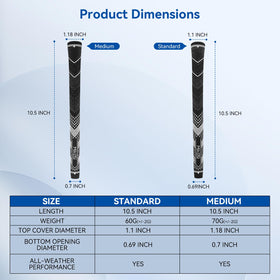 Low-taper MIKOSI grip design for relaxed grip pressure and precise control