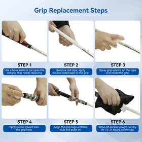 Universal compatibility showing MIKOSI grips fitting irons, woods, and hybrids